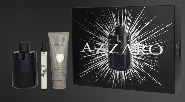 AZZARO THE MOST WANTED 3 PIECE SET MENS EDP INTENSE 1X100ML (3.4FL OZ) 1X10mL (0.33FL OZ) AND SHAMPOO