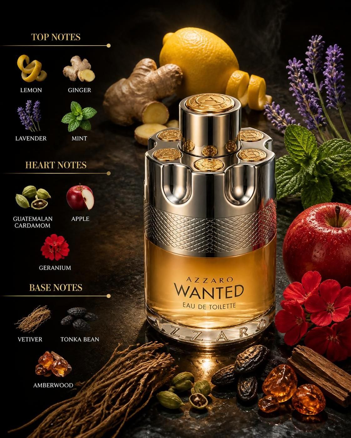 AZZARO WANTED EDT MENS 100mL (3.4FL OZ)